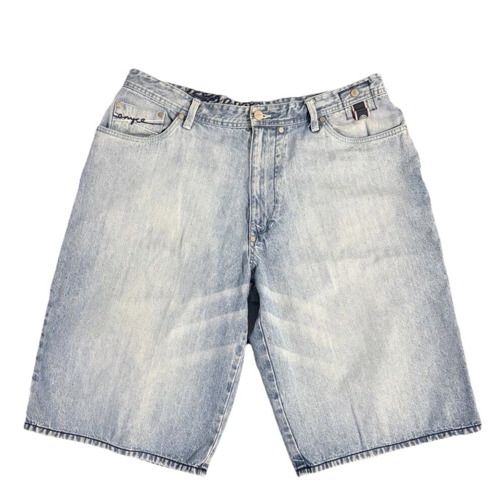 Enyce Men's Blue Denim Baggy Shorts Size 38 Y2K Skater Grunge Jorts